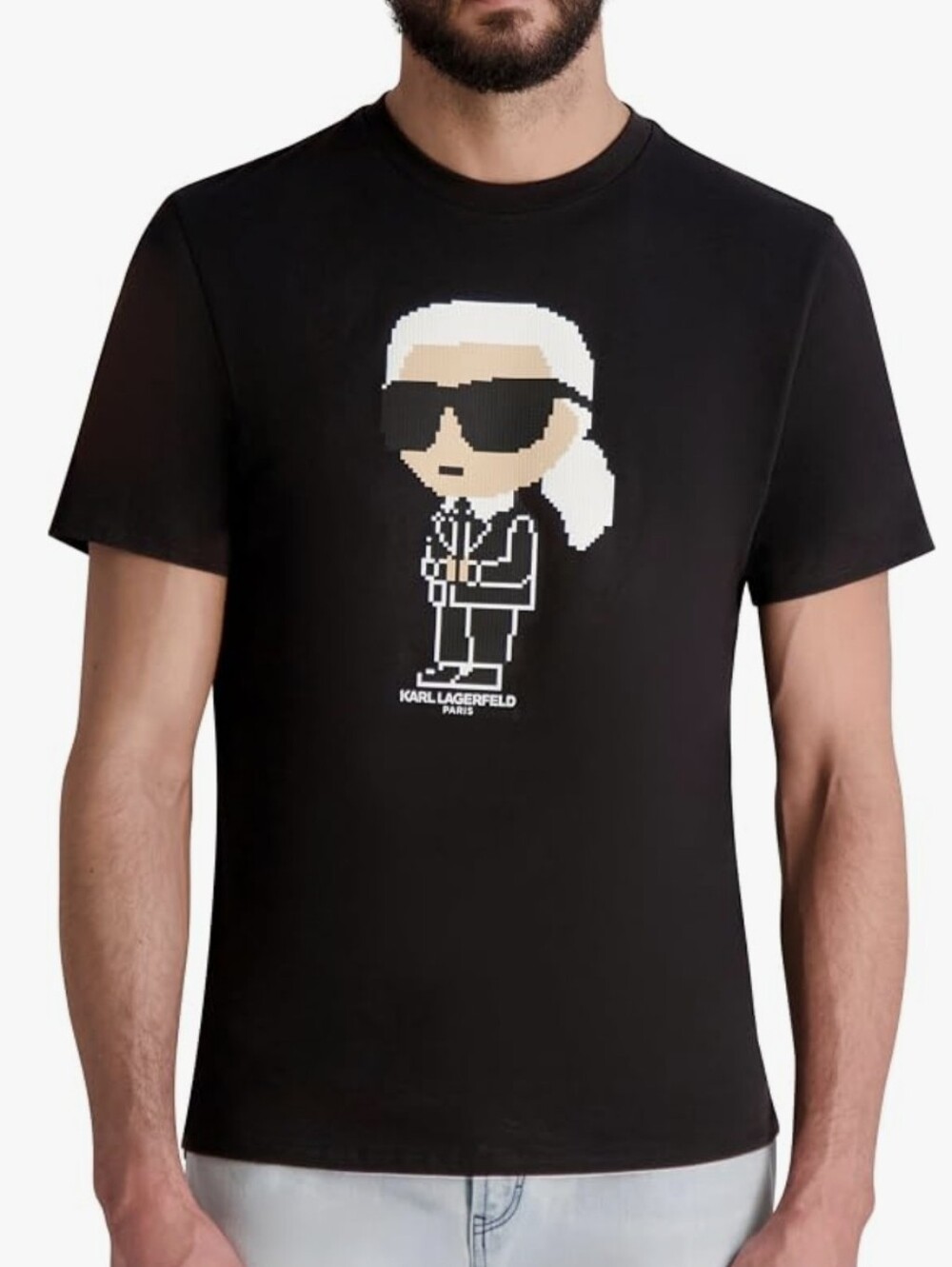 Karl Lagerfeld Men’s 100% Cotton Black Graphic Logo T-Shirt, size L
